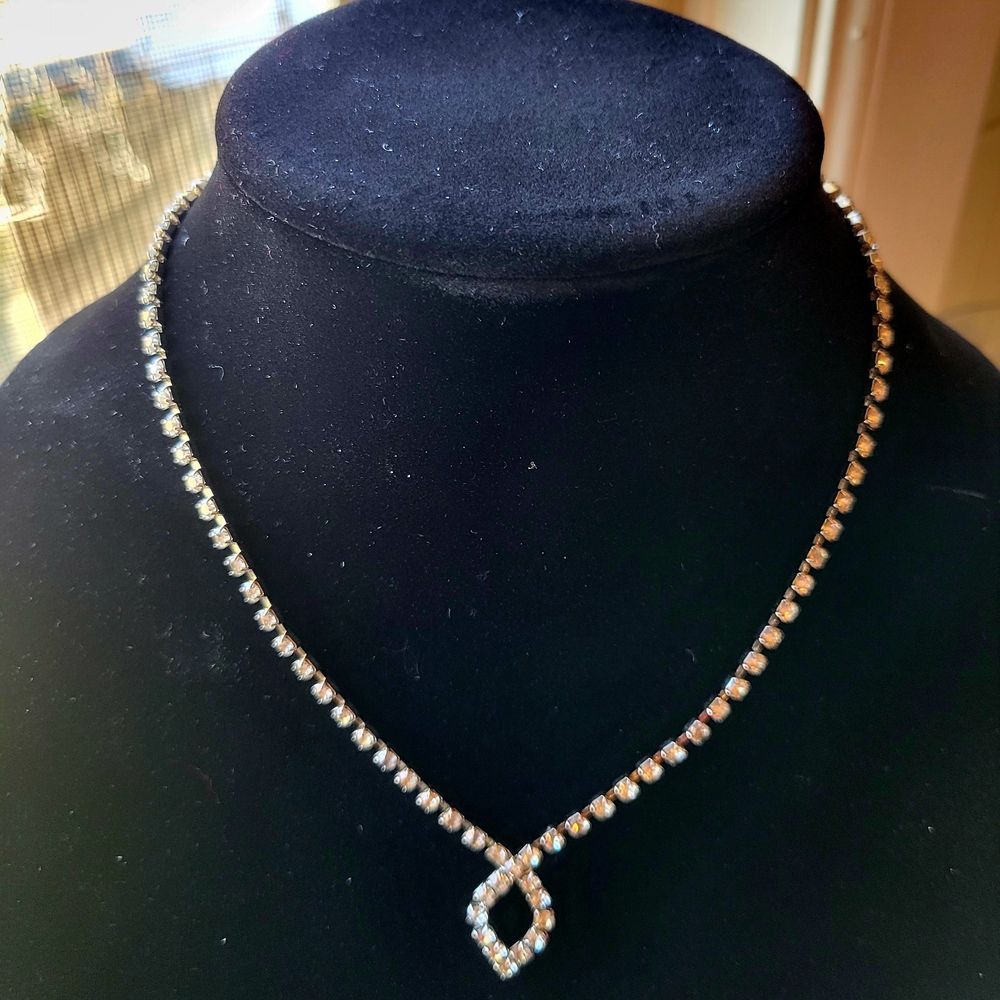 Six Elegant Silver Tone and Black Rhinestone Necklaces - Picture 6 of 7